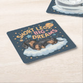 Dackel Kurz Legs Big Dreams Rechteckiger Pappuntersetzer (angewinkelt)