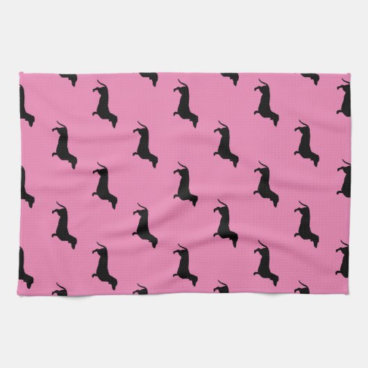 Dackel Kurzes Haar - Silhouette 1 Geschirrtuch (Horizontal)