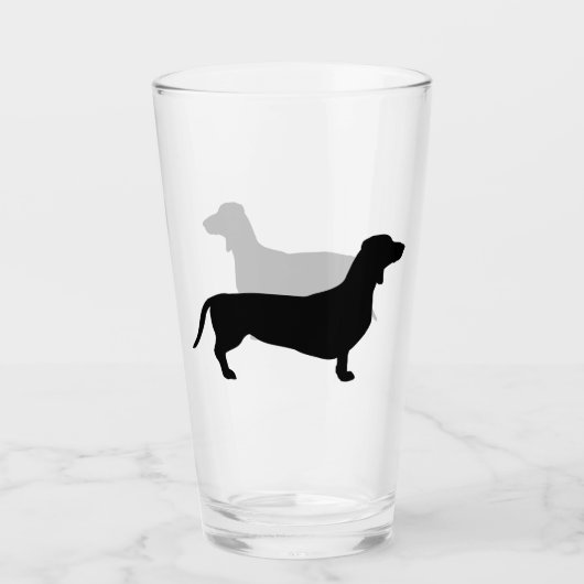 Dackel Kurzes Haar - Silhouette 1 Glas (Vorderseite)