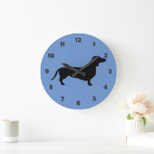 Dackel Kurzes Haar - Silhouette 1 Große Wanduhr (Zuhause)