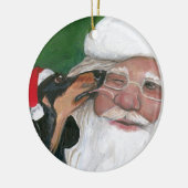 Dackel Kuss für Santa Hunde Kunstmuseum Keramik Ornament (Links)