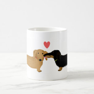 Dackel Kuss mit Herz Dackel Hunde in Liebe Kaffeetasse