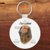 Dackel (Langhaar) Geschichtsdesign Schlüsselanhänger (Vorderseite)