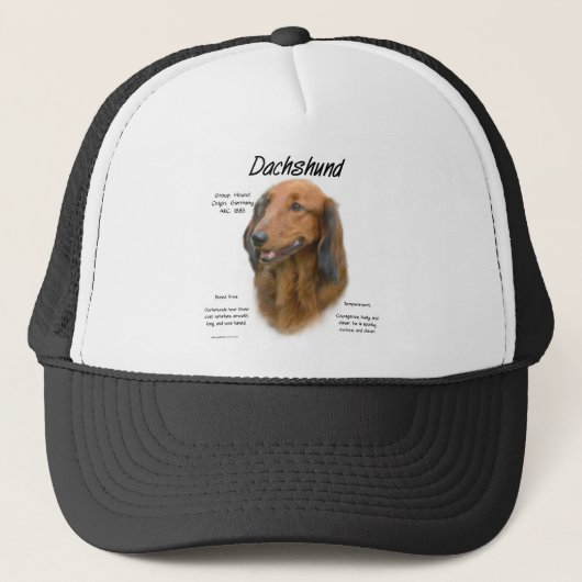 Dackel (Langhaar) Geschichtsdesign Truckerkappe (Vorderseite)