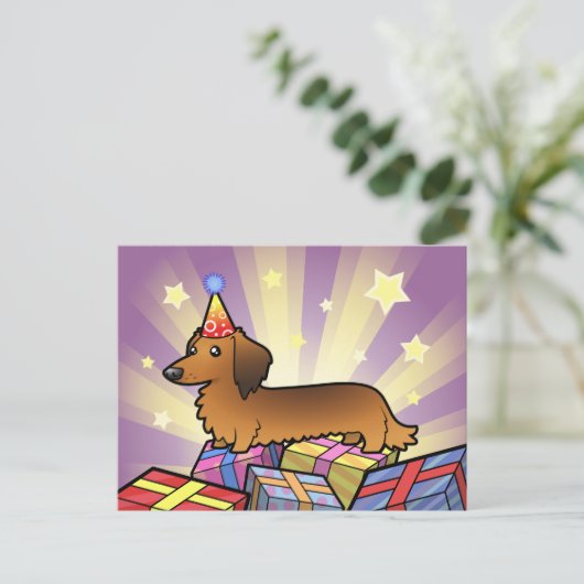 Dackel (Langhaar) Postkarte (Stehend Vorderseite)