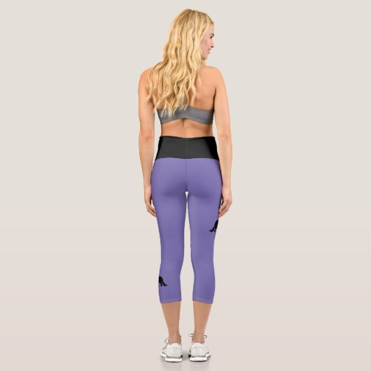 Dackel Langhaar - Silhouette 1 Capri Leggings (Rückseite)