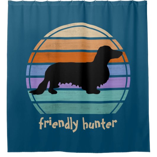 Dackel Langhaar - Silhouette 1 Duschvorhang (Vorderseite)