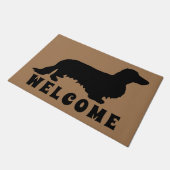 Dackel Langhaar - Silhouette 1 Fußmatte (Schrägansicht)