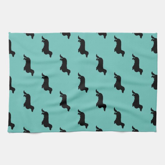 Dackel Langhaar - Silhouette 1 Geschirrtuch (Horizontal)