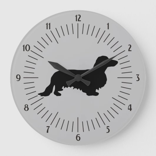 Dackel Langhaar - Silhouette 1 Große Wanduhr (Vorderseite)