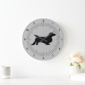 Dackel Langhaar - Silhouette 1 Große Wanduhr (Zuhause)
