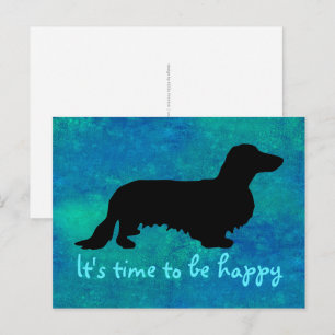 Dackel Langhaar - Silhouette 1 Postkarte
