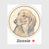 Dackel (langhaarig) Gemälde Originalkunst Aufkleber (Blatt)