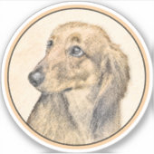 Dackel (langhaarig) Gemälde Originalkunst Aufkleber (Vorderseite)
