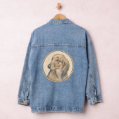 Dackel (langhaarig) Gemälde Originalkunst Jeansjacke (Hangar)