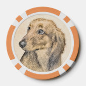 Dackel (langhaarig) Gemälde Originalkunst Pokerchips (Rückseite)
