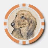 Dackel (langhaarig) Gemälde Originalkunst Pokerchips (Vorderseite)