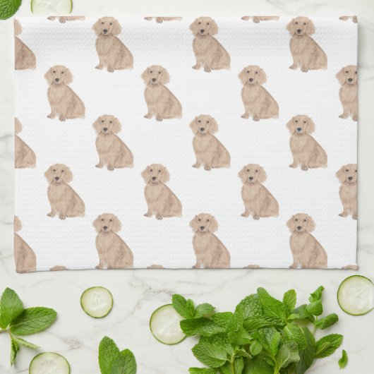 Dackel (langhaarig, rot) geschirrtuch (Gefaltet)