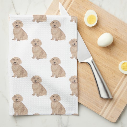 Dackel (langhaarig, rot) geschirrtuch (Viertel Falte)