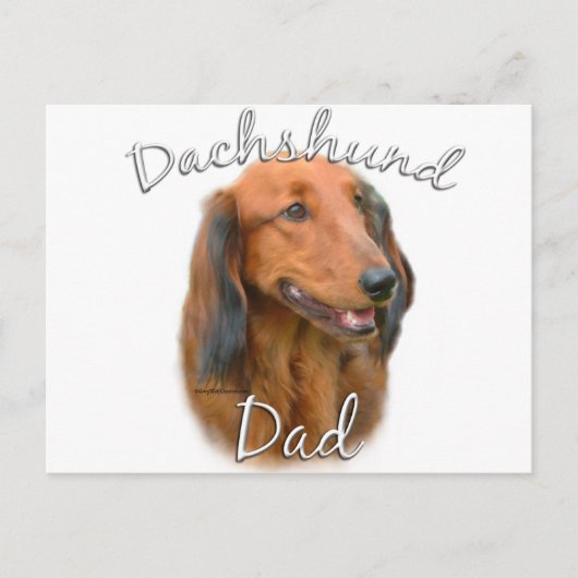 Dackel (langhaarig) Vater 2 Postkarte (Vorderseite)
