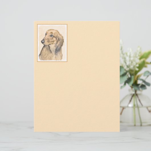 Dackel (langhaarige Malerei) - Originale Hundekuns (Stehend Vorderseite)