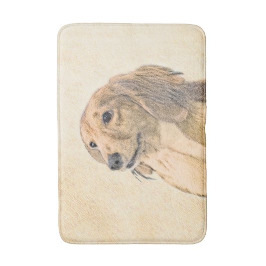 Dackel (langhaarige Malerei) - Originale Hundekuns Badematte (Vorderseite Vertikal)