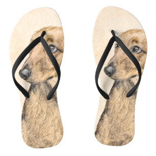 Dackel (langhaarige Malerei) - Originale Hundekuns Badesandalen