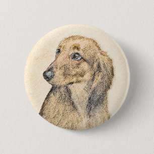 Dackel (langhaarige Malerei) - Originale Hundekuns Button