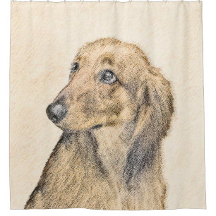 Dackel (langhaarige Malerei) - Originale Hundekuns Duschvorhang