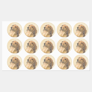 Dackel (langhaarige Malerei) - Originale Hundekuns Etiketten