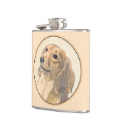 Dackel (langhaarige Malerei) - Originale Hundekuns Flachmann (Links)
