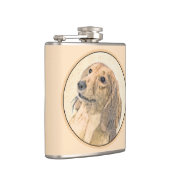 Dackel (langhaarige Malerei) - Originale Hundekuns Flachmann (Rechts)