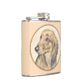 Dackel (langhaarige Malerei) - Originale Hundekuns Flachmann (Rechts)