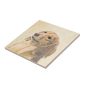 Dackel (langhaarige Malerei) - Originale Hundekuns Fliese (Seite)