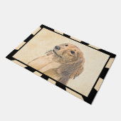 Dackel (langhaarige Malerei) - Originale Hundekuns Fußmatte (Schrägansicht)