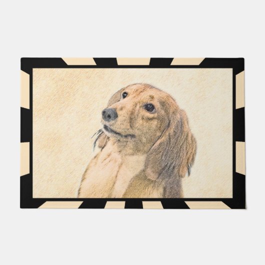 Dackel (langhaarige Malerei) - Originale Hundekuns Fußmatte (Vorderseite)