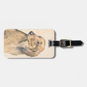 Dackel (langhaarige Malerei) - Originale Hundekuns Gepäckanhänger (Vorderseite horizontal)