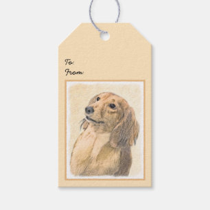 Dackel (langhaarige Malerei) - Originale Hundekuns Geschenkanhänger
