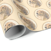 Dackel (langhaarige Malerei) - Originale Hundekuns Geschenkpapier (Rolleneckpunkt)