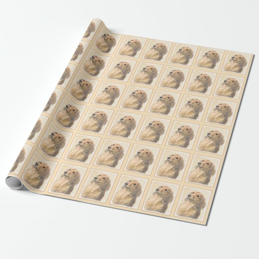 Dackel (langhaarige Malerei) - Originale Hundekuns Geschenkpapier (Ungerollt)
