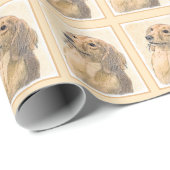 Dackel (langhaarige Malerei) - Originale Hundekuns Geschenkpapier (Rolleneckpunkt)