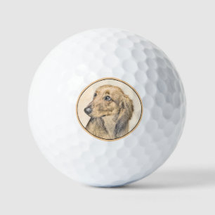 Dackel (langhaarige Malerei) - Originale Hundekuns Golfball