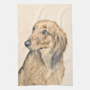 Dackel (langhaarige Malerei) - Originale Hundekuns Handtuch