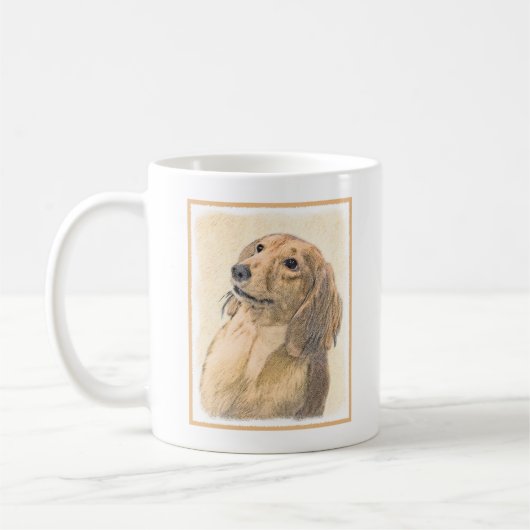 Dackel (langhaarige Malerei) - Originale Hundekuns Kaffeetasse (Links)