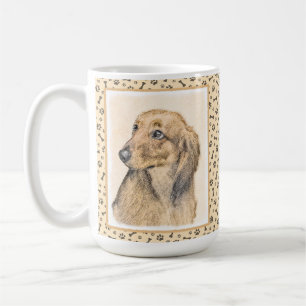 Dackel (langhaarige Malerei) - Originale Hundekuns Kaffeetasse