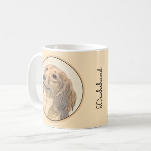 Dackel (langhaarige Malerei) - Originale Hundekuns Kaffeetasse