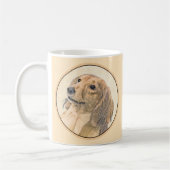 Dackel (langhaarige Malerei) - Originale Hundekuns Kaffeetasse (Links)