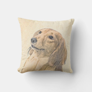 Dackel (langhaarige Malerei) - Originale Hundekuns Kissen