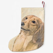 Dackel (langhaarige Malerei) - Originale Hundekuns Kleiner Weihnachtsstrumpf (Rückseite)
