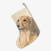 Dackel (langhaarige Malerei) - Originale Hundekuns Kleiner Weihnachtsstrumpf (Rückseite (Hängend))